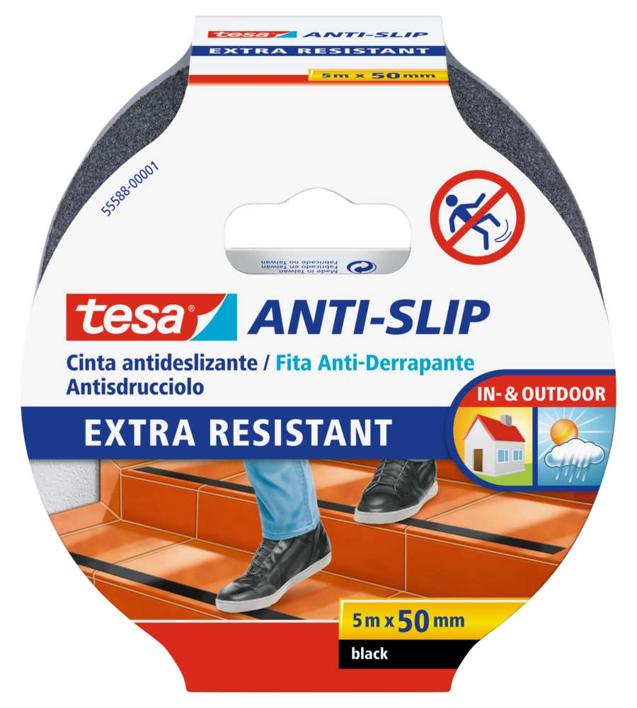 NASTRO ANTISCIVOLO ANTI-SLIP NERO, 50 MM X 5 MT - TESA